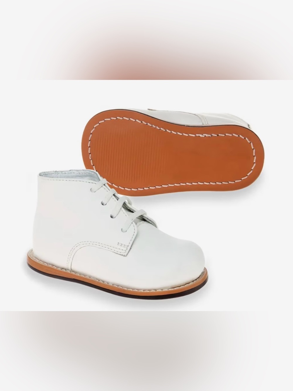Josmo White Leather Baby Walker Boots with Tan Soles